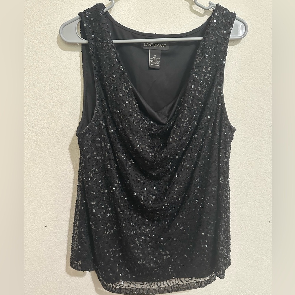 Lane Bryant Black Sequin Blouse
